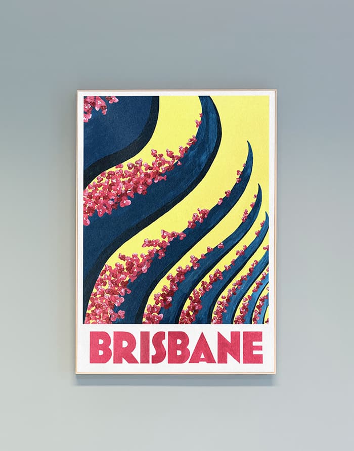 illustration art déco pour affiche de Brisbane